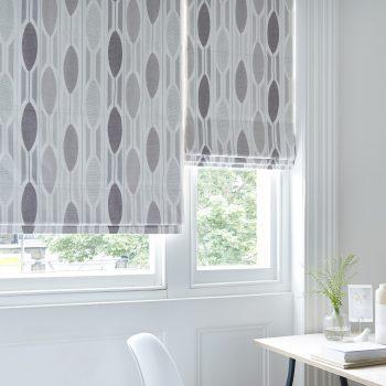 printed grey roman blinds