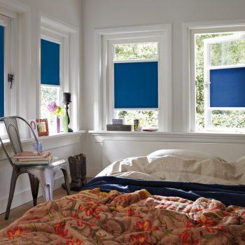 blue bedroom roller blinds