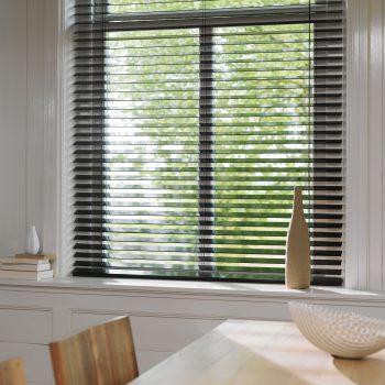 black venetian blinds