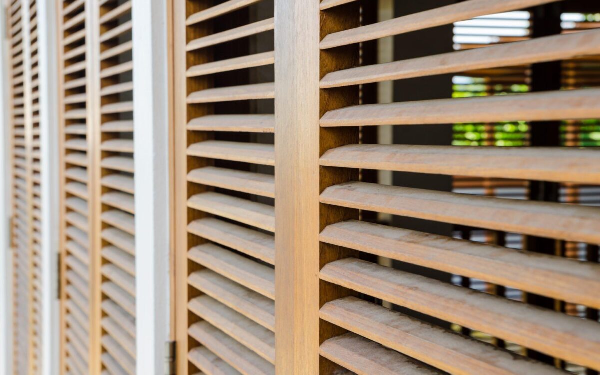 Brown wooden shutters